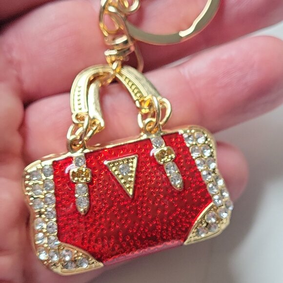 Sparkling Rhinestone Mini Handbag Keychain Purse Charm for Womens Bag or keys - Picture 3 of 9